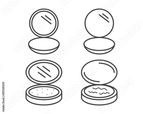 Collection Makeup and cosmetics. Linear vector graphic icons of beauty in the form of powder.