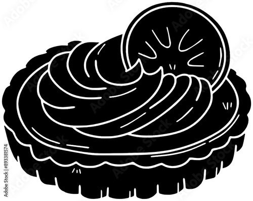 sweet illustration cake silhouette tart logo egg icon custard outline bakery tasty pastry portuguese pie dessert snack breakfast delicious shape traditional cream golden for vector graphic background