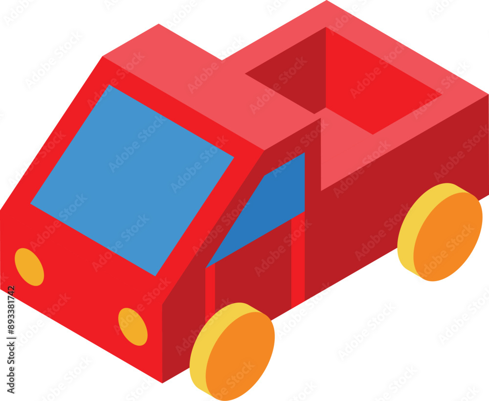 Red toy pickup truck is ready for playtime, sparking imagination and adventure in young minds Red toy pickup truck is ready for playtime, sparking imagination and adventure in young minds