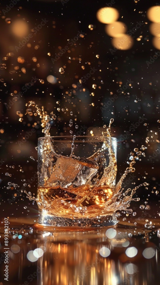 glass glass, probably with whiskey, due to its amber color. There is a dynamic splashing action in the glass. The movement of the liquid creates an interesting visual effect, glass glass, probably with whiskey, due to its amber color. There is a dynamic splashing action in the glass. The movement of the liquid creates an interesting visual effect,