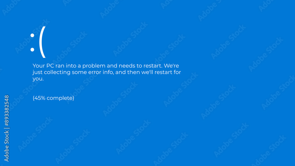Blue Screen of Death - BSOD. Error message vector page