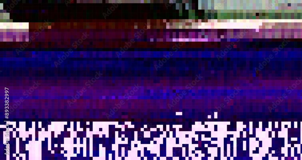 Fototapeta premium Trendy glitch pattern on dark background. Abstract geometric elements