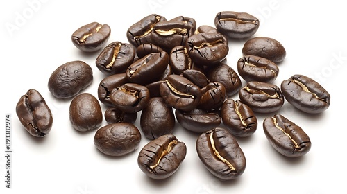 Beverage Coffee Oceania Papua New Guinea aromatic Coffea arabica bean white background
