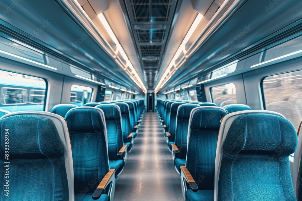 Empty seats inside a contemporary high-speed train Empty seats inside a contemporary high-speed train