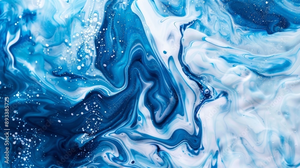 Mesmerizing Blue and White Ink Swirls Captivating Fluidity and Calmness in Closeup Shot Mesmerizing Blue and White Ink Swirls Captivating Fluidity and Calmness in Closeup Shot