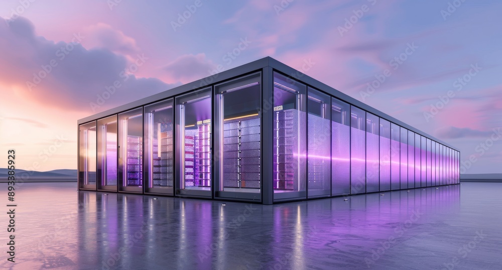 A rectangular glass building with black steel frames A rectangular glass building with black steel frames