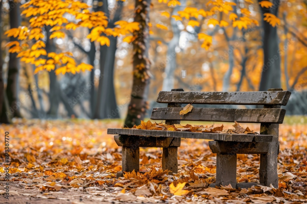 Autumnal Bench in a Park