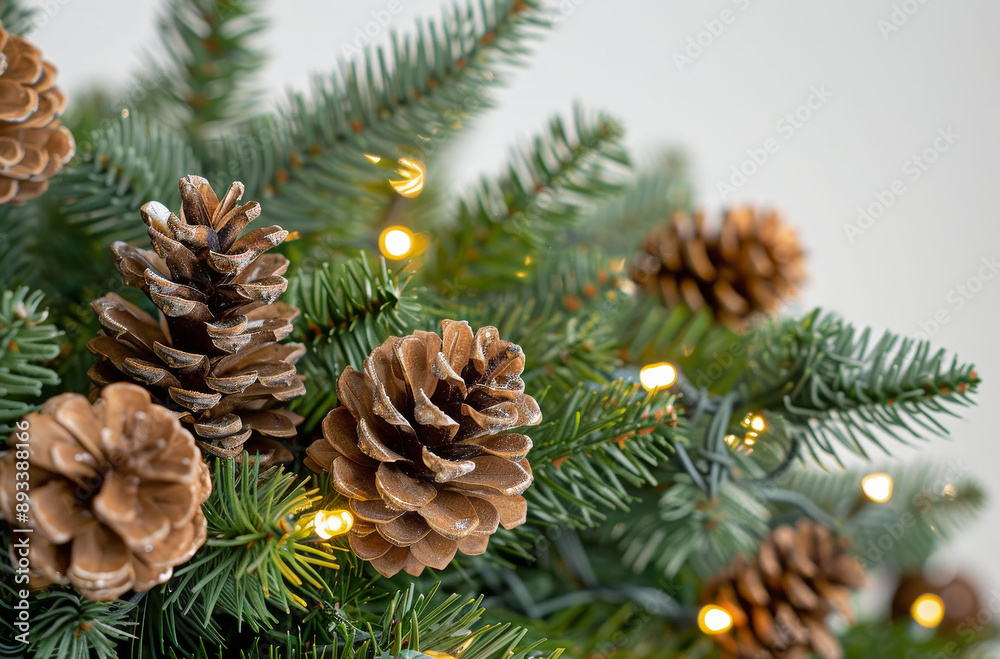 Pine Branches With Pinecones and Lights Pine Branches With Pinecones and Lights