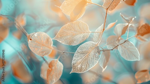 group of skeleton leaves on blured background, close up  photo