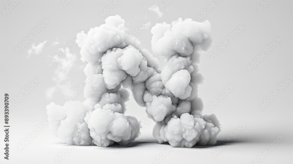 Capital letter N made of clouds or soft cotton. Fluffy airy style. Scrapbook activity. Generative AI Capital letter N made of clouds or soft cotton. Fluffy airy style. Scrapbook activity. Generative AI