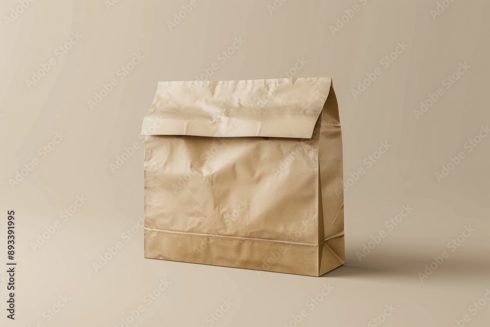 Recyclable paper bag mockup on neutral background Recyclable paper bag mockup on neutral background