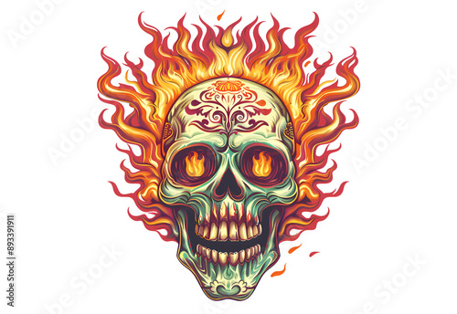 vintage watercolor illustration of a skull for Halloween