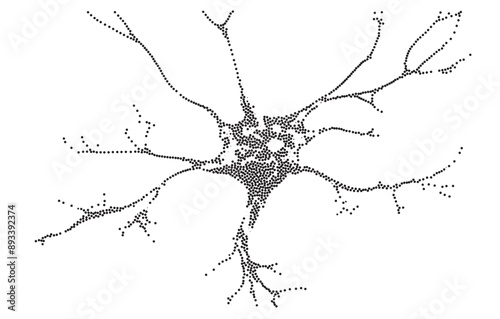 Neuron stippling dotwork vector illustration