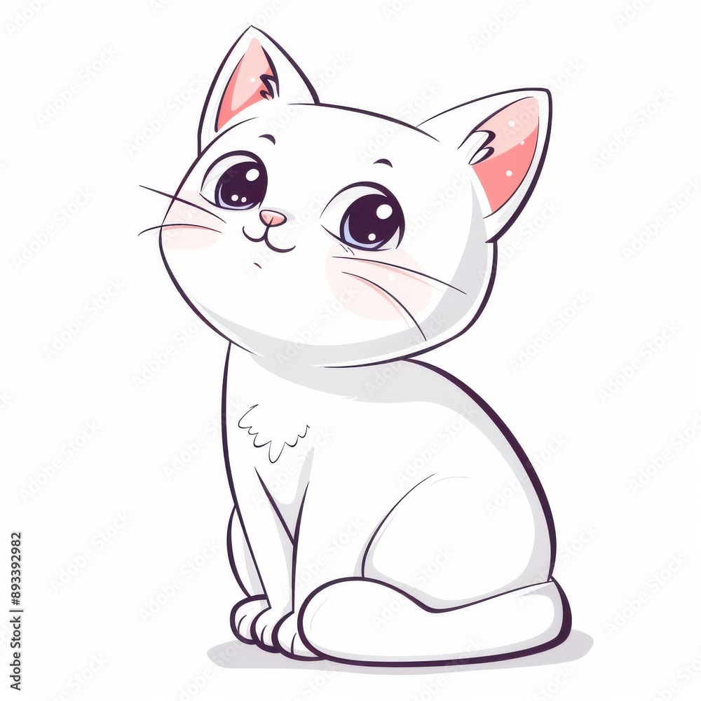 Cat Cartoon. Cute Cat Symbol Isolated on White Background Cat Cartoon. Cute Cat Symbol Isolated on White Background