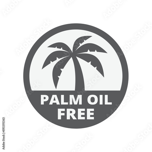 Palm oil free vector label. Food, no palm oil sticker.
