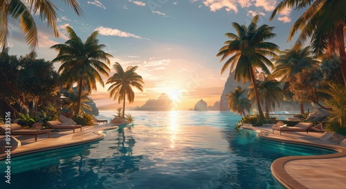 Tropical Sunset Poolside