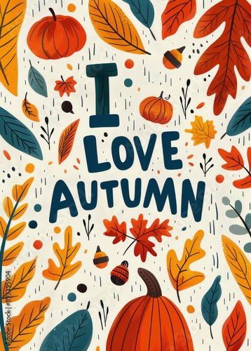 I Love Autumn Illustration