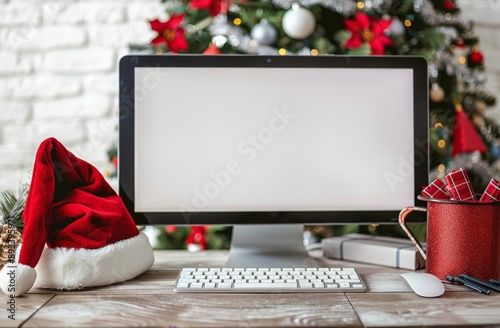 Desktop With Christmas Decor
