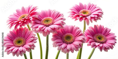 Pink Gerber flowers isolated on white background low angle, low angle, pink, white, Gerbera, flowers