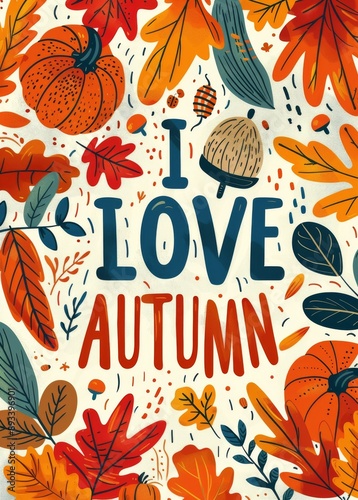 I Love Autumn Illustration