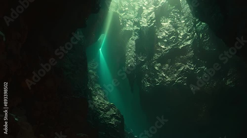 Wallpaper Mural Light Beam in a Dark Cave Torontodigital.ca