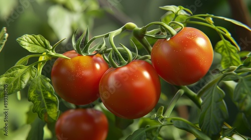 Ripe Tomatoes on Lush Vine Vibrant Produce for FarmtoTable and Gardening Concepts