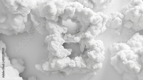 Capital letter B made of clouds or soft cotton. Fluffy airy style. Scrapbook activity. Generative AI