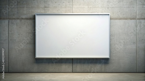 White blank board on wall with forced perspective, visual, mockup, presentation, background, empty