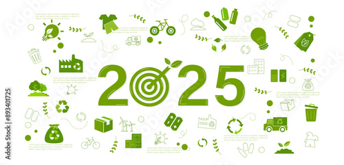 2024 New Year concept. Sustainable environment development goals. sustainability, management,environmental, renewable energy. icons and green energy banner