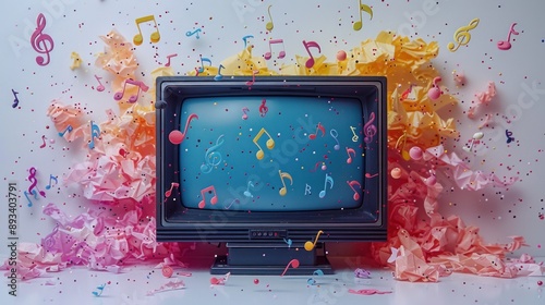 Retro TV with Musical Notes