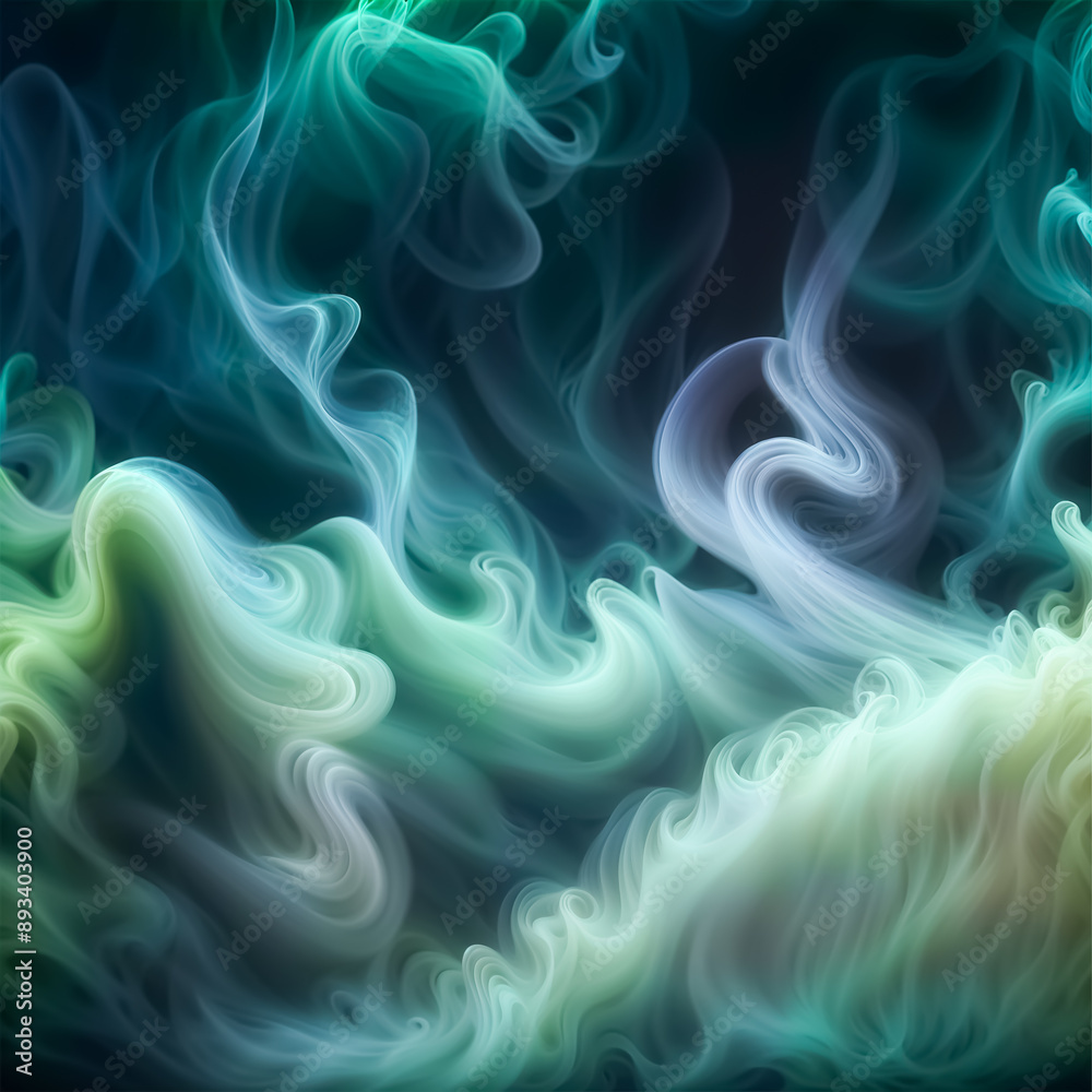 Fototapeta premium Abstract wallpaper with smoke, cloud or vapor on dark, white, gray, black, light blue, monochrome background, air movement and gust of wind.