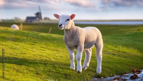 cute lamb looking at abcoude the netherlands 5 5 2024 photo