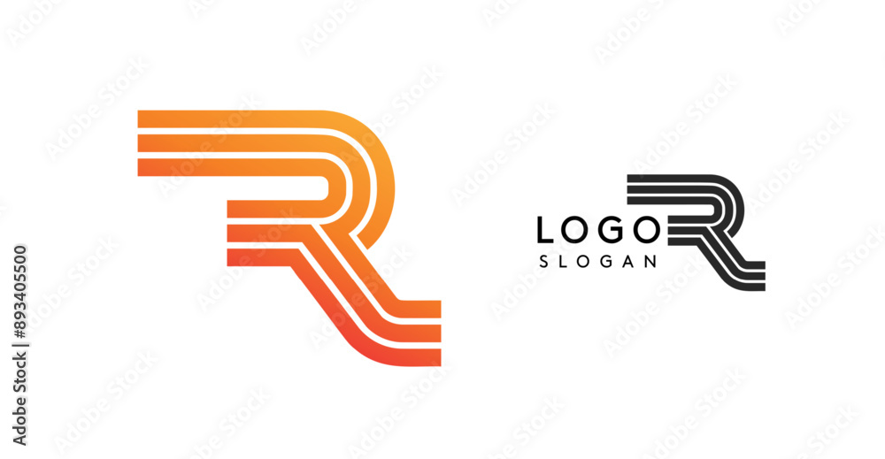 Stylish R logo with gradient lines. Modern and creative design, perfect for corporate branding and business identity. Flat vector illustration Stylish R logo with gradient lines. Modern and creative design, perfect for corporate branding and business identity. Flat vector illustration