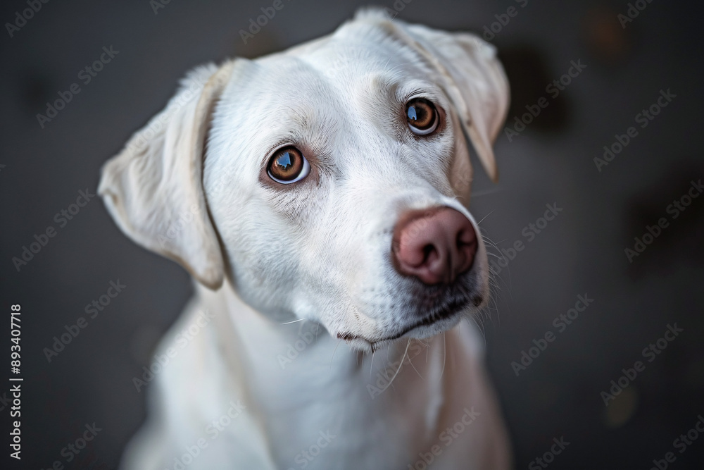 A serene and close-up portrait of a cute white dog, perfect for pet-related events and products. A serene and close-up portrait of a cute white dog, perfect for pet-related events and products.