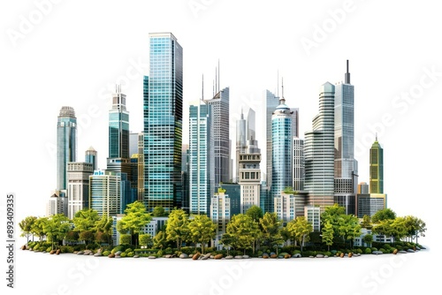 Modern urban skyline with skyscrapers