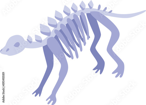 Dinosaur skeleton is walking in a museum, showing the power and majesty of these extinct creatures