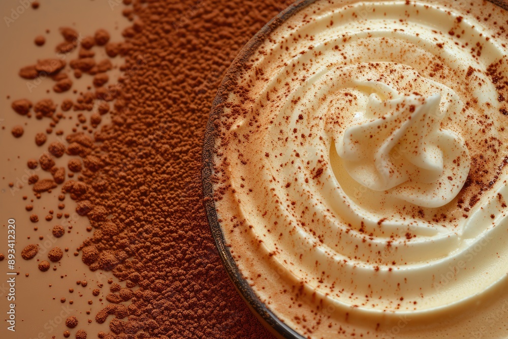 Elegant Swirls of Cocoa Powder on Cappuccino Elegant Swirls of Cocoa Powder on Cappuccino