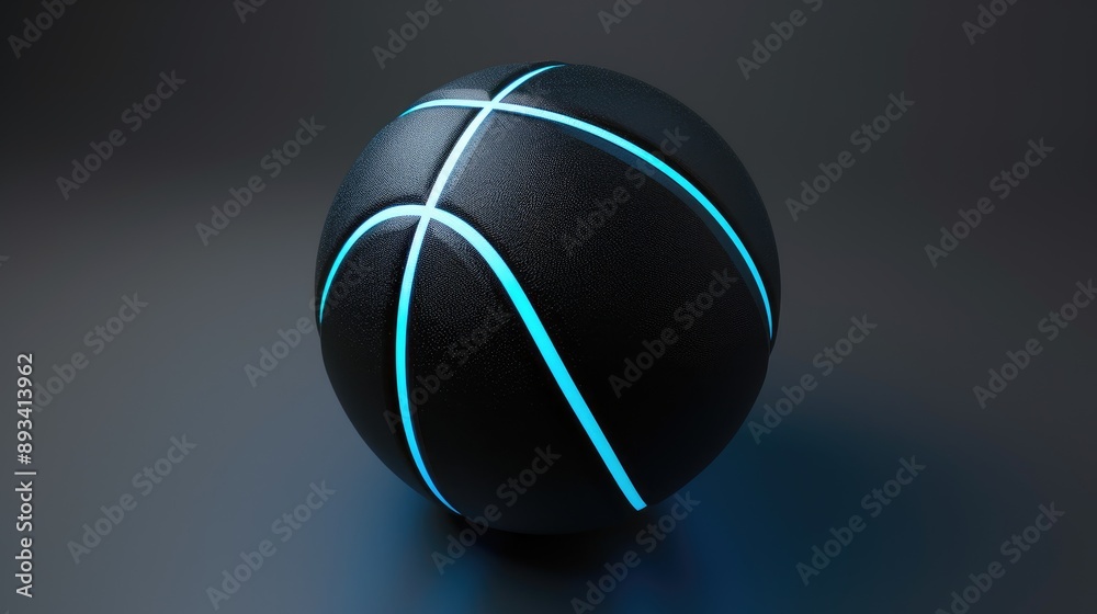 Illuminated Basketball with Glowing Blue Lines Illuminated Basketball with Glowing Blue Lines
