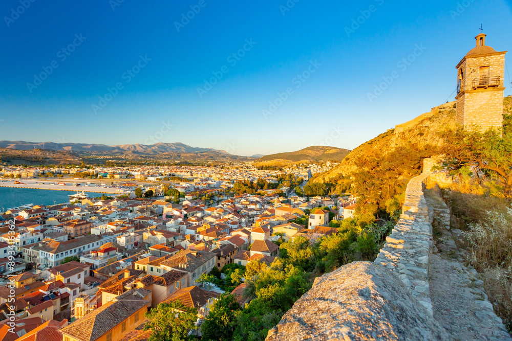 Obraz premium Nafplio, Greece. View over the city at sunset