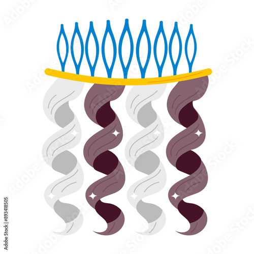A flat style sticker of hair extensions 


