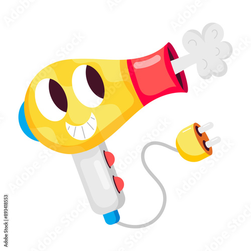 A comic style sticker of a hair blower