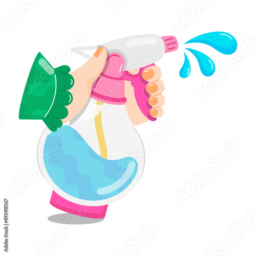 A sticker of spray bottle in flat style 

