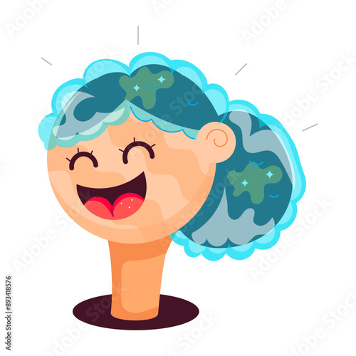 A flat style sticker of a hair cover