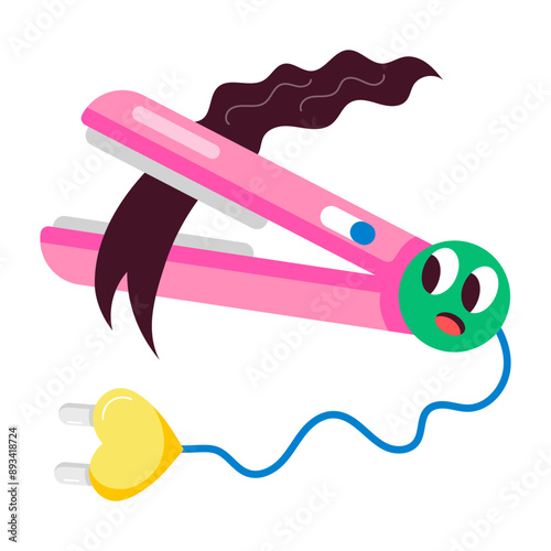 A flat style sticker of hair straightener 

