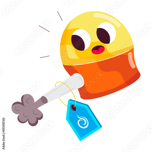 A comic style sticker of hair applicator

