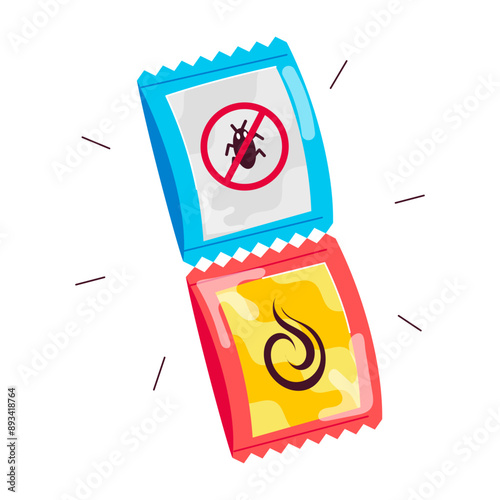 A flat style sticker of lice shampoo 

