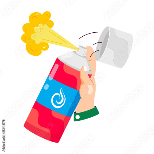A flat style sticker of styling spray

