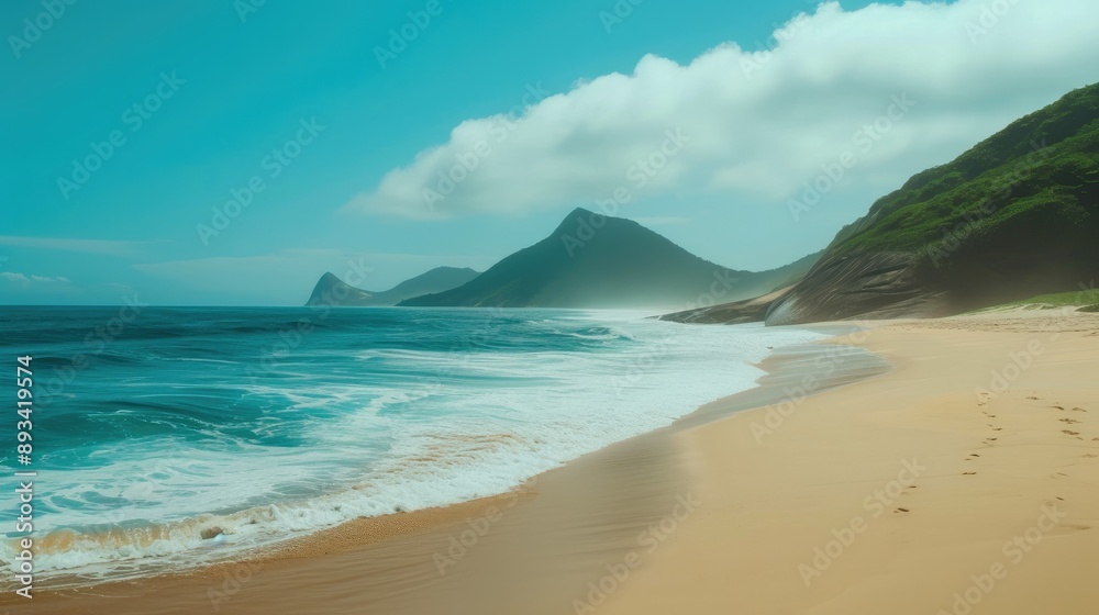 Peaceful Brazilian Beach with Gentle Surf Peaceful Brazilian Beach with Gentle Surf