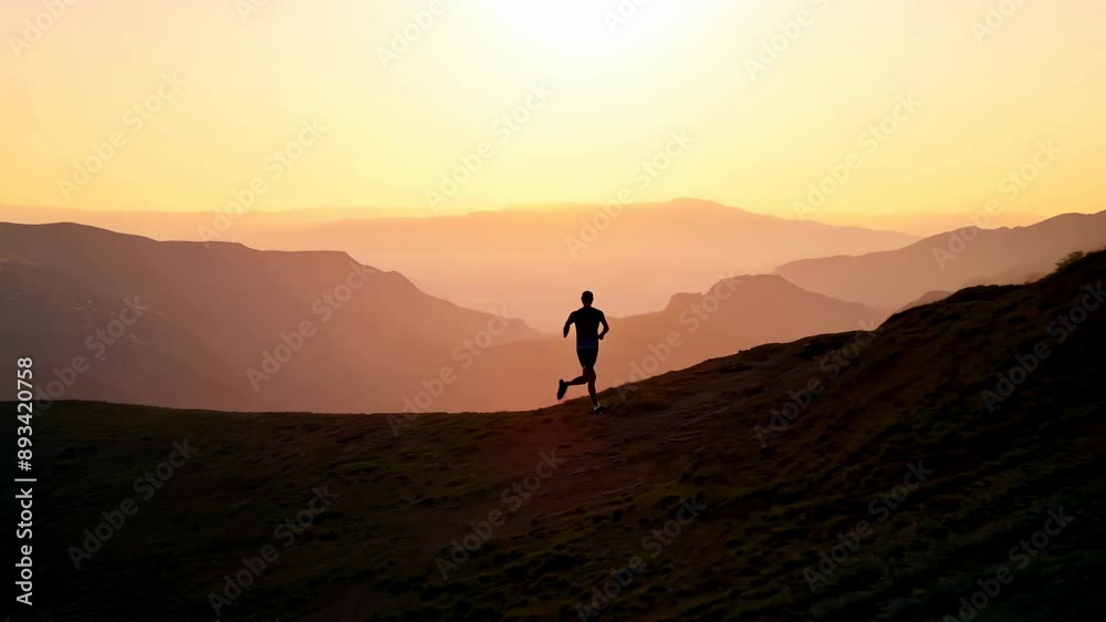 Mountain Sprint: Running at Sunset in the Hills Mountain Sprint: Running at Sunset in the Hills