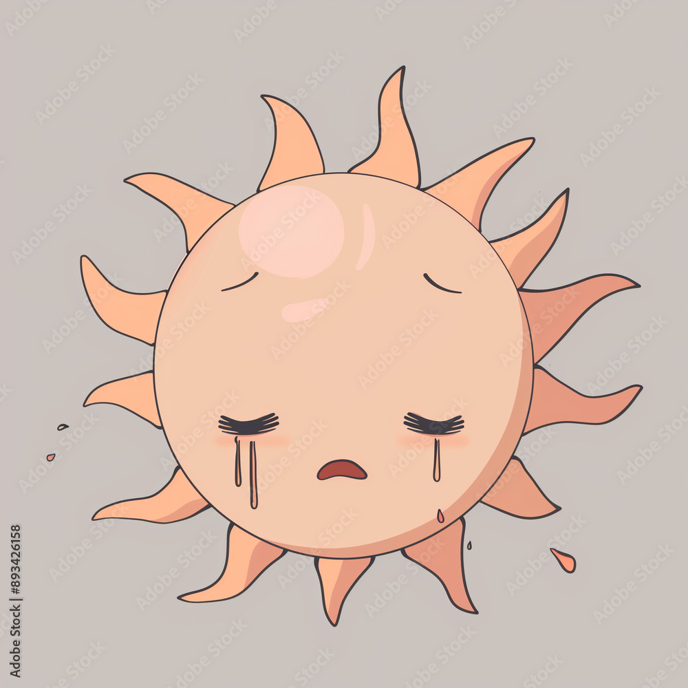 illustration of a sun with a sad face, representing sunxiety - anxiety of being in the sun illustration of a sun with a sad face, representing sunxiety - anxiety of being in the sun